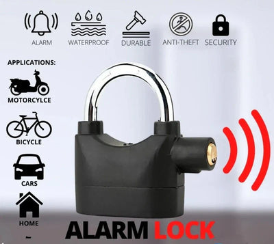 ( FREE HOME DELIVERY ) Alarm Lock Padlock Anti-Theft Security System Door Safety Lock (Black)