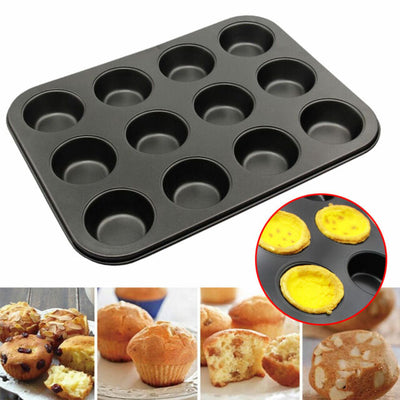 12 Hole Cupcake Tray, Muffin Pan non stick cupcake baking pan kitchen utensil